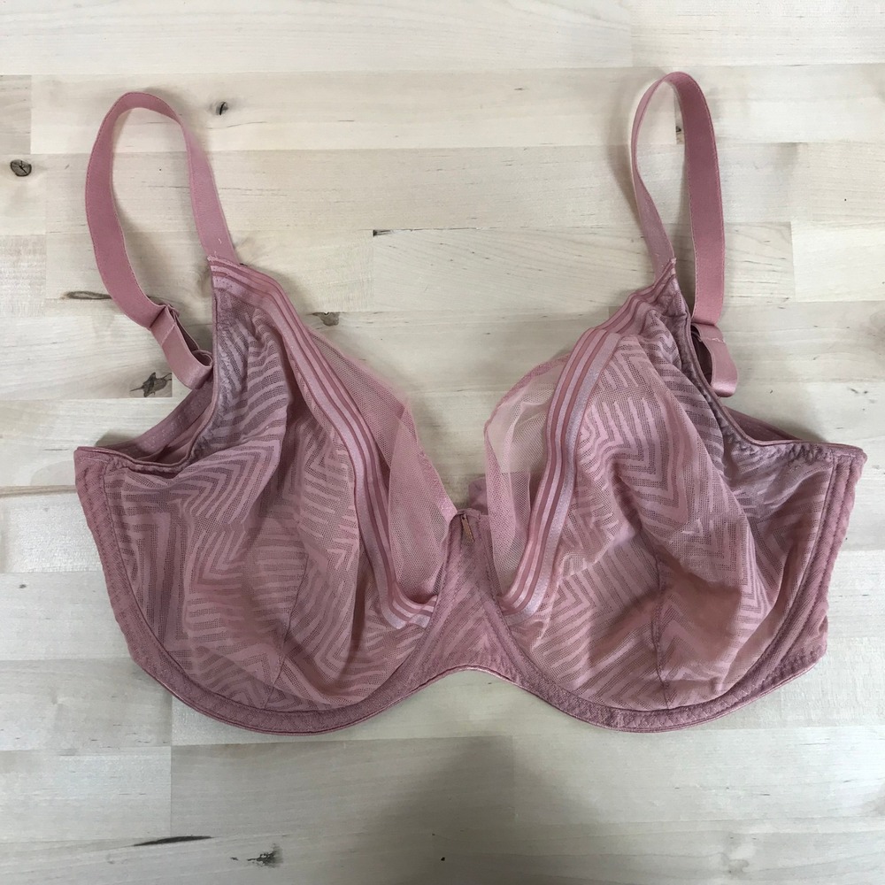 Freya Soiree Lace High Apex Underwire Bra Pink Geometric Mesh AA401121ASE 36K